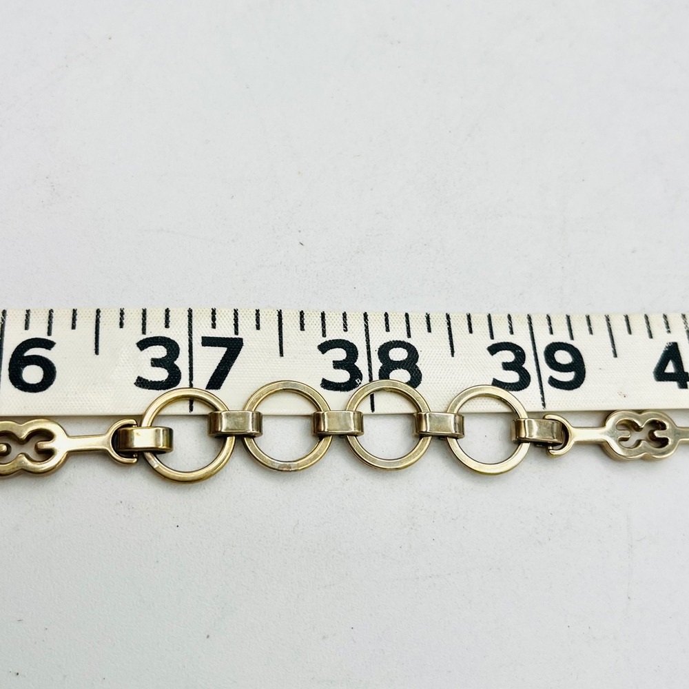 Vintage Gold Chain Belt Adjustable Open Link Logo Drop Charm 43 inch Necklace - Picture 6 of 7